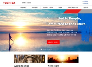 How toshiba.com looks like on a tablet such as an iPad.