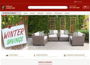 How totallyfurniture.com looks like on a tablet such as an iPad.