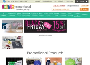 How totallypromotional.com looks like on a tablet such as an iPad.