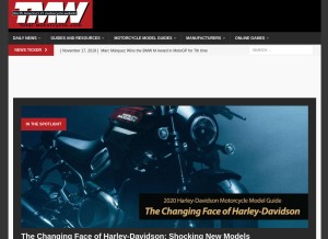How totalmotorcycle.com looks like on a tablet such as an iPad.