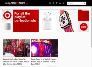 How totalprosports.com looks like on a tablet such as an iPad.