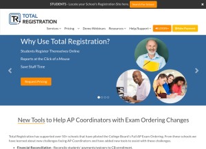 How totalregistration.net looks like on a tablet such as an iPad.