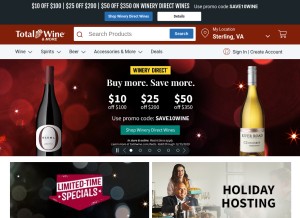 How totalwine.com looks like on a tablet such as an iPad.