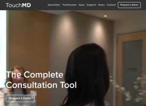 How touchmd.com looks like on a tablet such as an iPad.