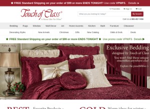 How touchofclass.com looks like on a tablet such as an iPad.