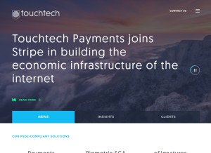 How touchtechpayments.com looks like on a tablet such as an iPad.