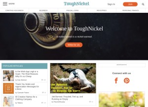 How toughnickel.com looks like on a tablet such as an iPad.