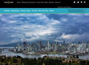 How tourismvancouver.com looks like on a tablet such as an iPad.