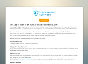 How tournamentsoftware.com looks like on a tablet such as an iPad.