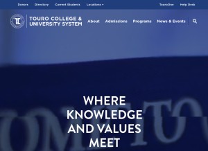 How touro.edu looks like on a tablet such as an iPad.