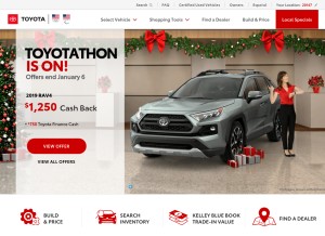How toyota.com looks like on a tablet such as an iPad.
