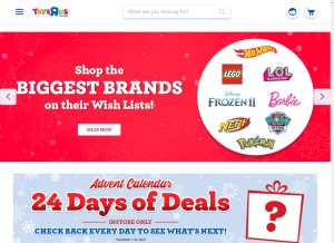 How toysrus.ca looks like on a tablet such as an iPad.