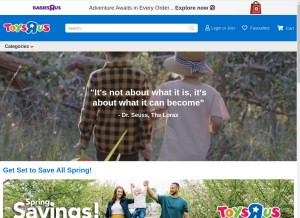 How toysrus.com.au looks like on a tablet such as an iPad.