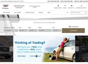 How tpcadillac.com looks like on a tablet such as an iPad.
