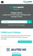 How traceparts.com looks like on a mobile device such as an iPhone.