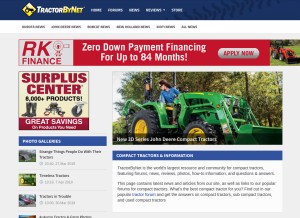How tractorbynet.com looks like on a tablet such as an iPad.