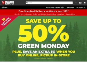 How tractorsupply.com looks like on a tablet such as an iPad.