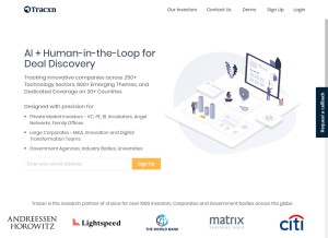 How tracxn.com looks like on a tablet such as an iPad.