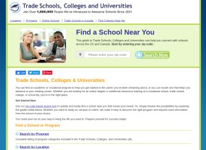 How trade-schools.net looks like on a tablet such as an iPad.