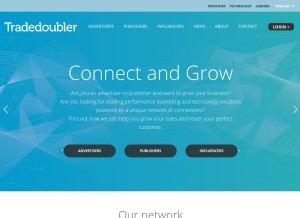 How tradedoubler.com looks like on a tablet such as an iPad.