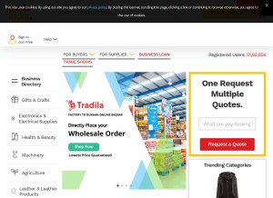 How tradeindia.com looks like on a tablet such as an iPad.