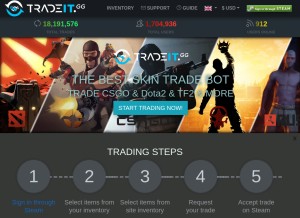How tradeit.gg looks like on a tablet such as an iPad.