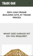 How tradeoakbuildingkits.com looks like on a mobile device such as an iPhone.