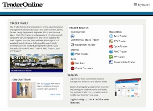 How traderonline.com looks like on a tablet such as an iPad.