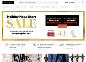 How tradesy.com looks like on a tablet such as an iPad.