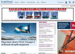 How tradewindsnews.com looks like on a tablet such as an iPad.