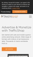 How trafficshop.com looks like on a mobile device such as an iPhone.