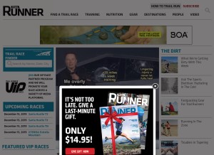 How trailrunnermag.com looks like on a tablet such as an iPad.