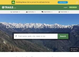 How trails.com looks like on a tablet such as an iPad.