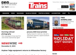 How trainsmag.com looks like on a tablet such as an iPad.