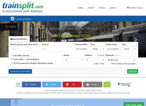 How trainsplit.com looks like on a tablet such as an iPad.