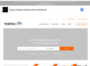 How traktorpool.de looks like on a tablet such as an iPad.