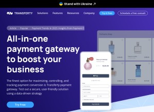 How transferty.com looks like on a tablet such as an iPad.
