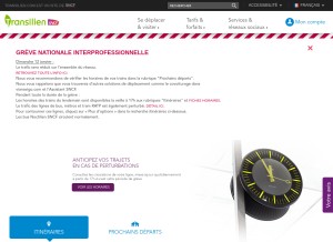 How transilien.com looks like on a tablet such as an iPad.