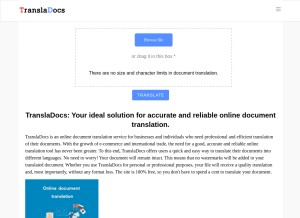 How transladocs.com looks like on a tablet such as an iPad.