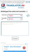 How translator.eu looks like on a mobile device such as an iPhone.