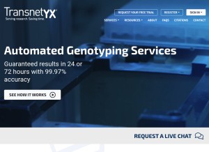 How transnetyx.com looks like on a tablet such as an iPad.