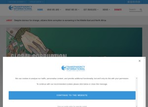 How transparency.org looks like on a tablet such as an iPad.