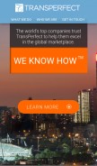 How transperfect.com looks like on a mobile device such as an iPhone.