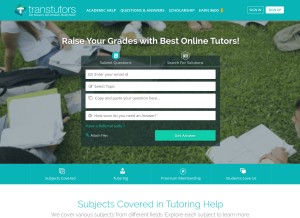 How transtutors.com looks like on a tablet such as an iPad.