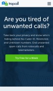 How trapcall.com looks like on a mobile device such as an iPhone.