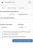 How trashmail.com looks like on a mobile device such as an iPhone.