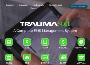 How traumasoft.com looks like on a tablet such as an iPad.