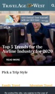 How travelagewest.com looks like on a mobile device such as an iPhone.