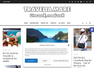 How travelia-mare.com looks like on a tablet such as an iPad.