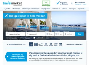 How travelmarket.dk looks like on a tablet such as an iPad.